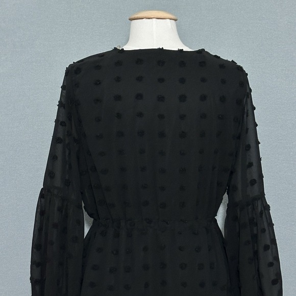 Entro Womens Dress L Black Puff Dot Sheer Chiffon Ruffle Whimsigoth Fairy Grunge - Picture 7 of 14